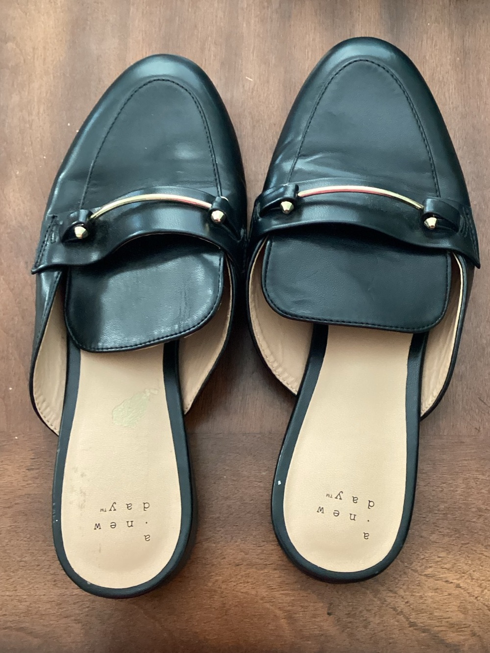 A New Day Ladies Black Slip On Slide Dress Shoes Size 9
